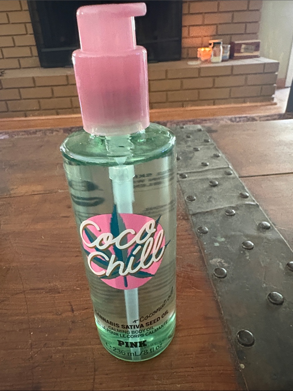 PINK Victoria's Secret Coco Chill Body Oil - Pink & Green
